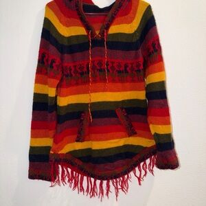 Multicolor Striped Women's Sweater with Fringe